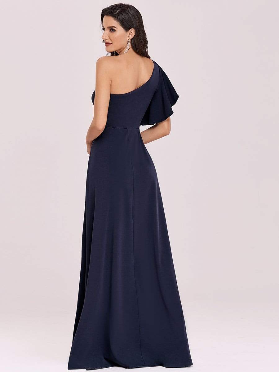 Color=Navy Blue | One Shoulder Maxi A-Line Evening Dress-Navy Blue 6 Color=Navy Blue | One Shoulder Maxi A-Line Evening Dress-Navy Blue 6
