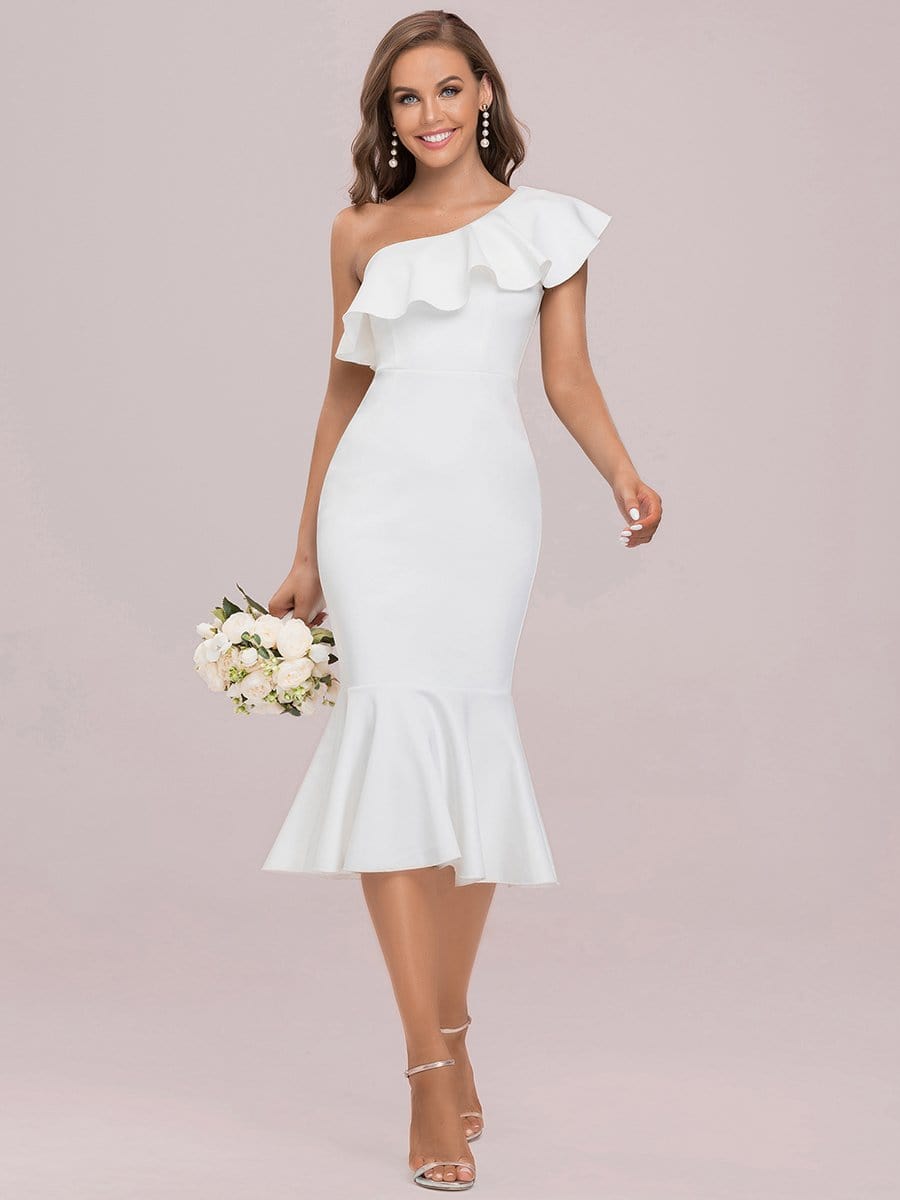 Color=Cream | One-Shoulder Lotus Leaf Asymmetricmidi Godet Skirt Evening Dress-Cream 5 Color=Cream | One-Shoulder Lotus Leaf Asymmetricmidi Godet Skirt Evening Dress-Cream 5