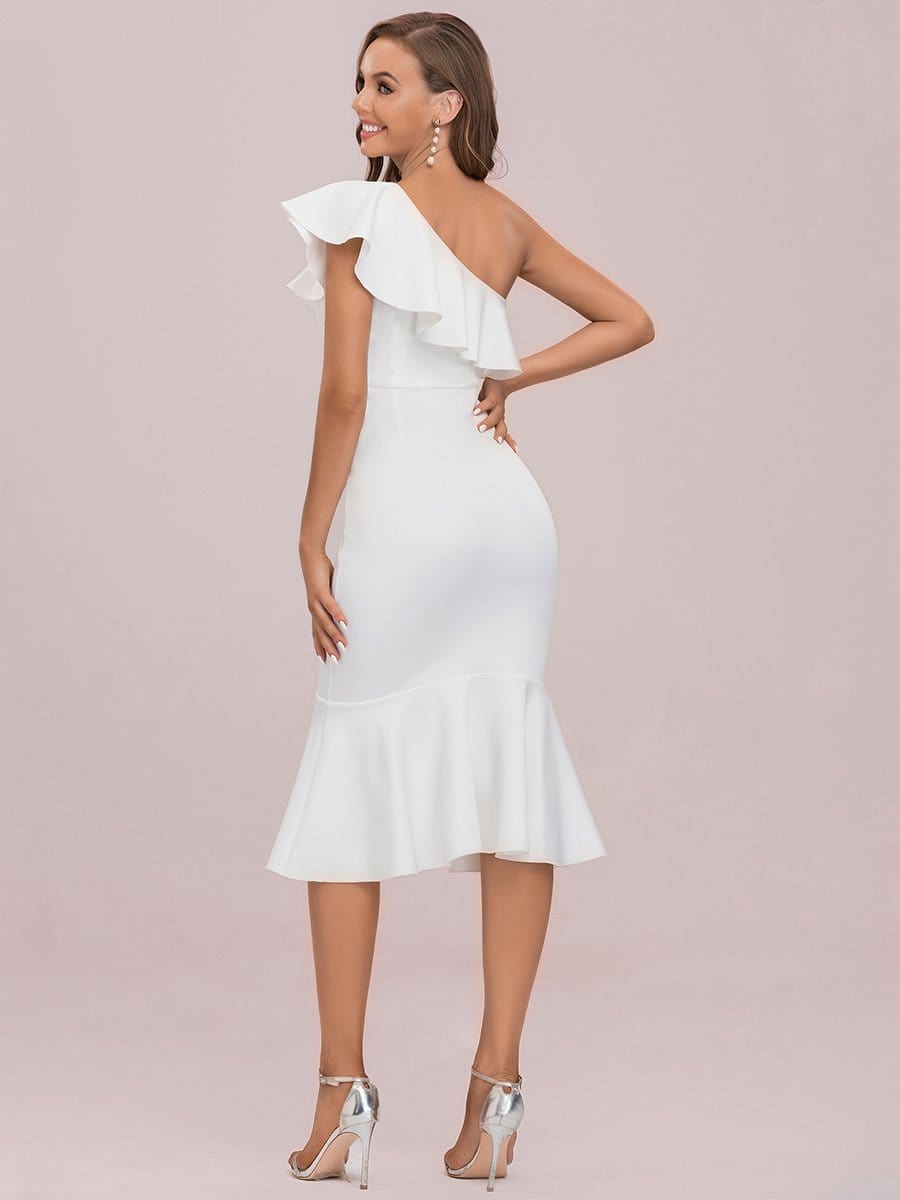 Color=Cream | One-Shoulder Lotus Leaf Asymmetricmidi Godet Skirt Evening Dress-Cream 6 Color=Cream | One-Shoulder Lotus Leaf Asymmetricmidi Godet Skirt Evening Dress-Cream 6