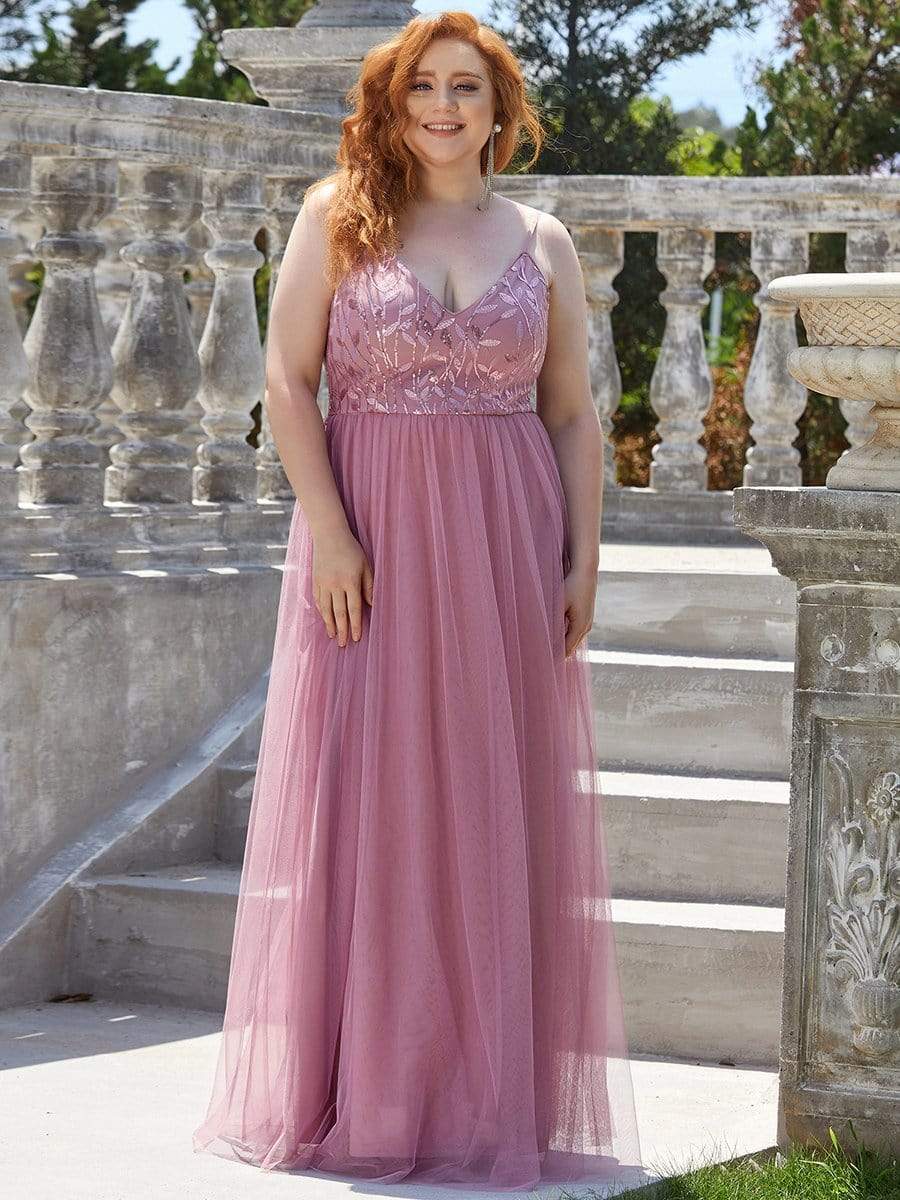 Color=Purple Orchid | Sleeveless Spaghetti Strap V Neck Embroidered Floor Length Evening Dress-Purple Orchid 8 Color=Purple Orchid | Sleeveless Spaghetti Strap V Neck Embroidered Floor Length Evening Dress-Purple Orchid 8