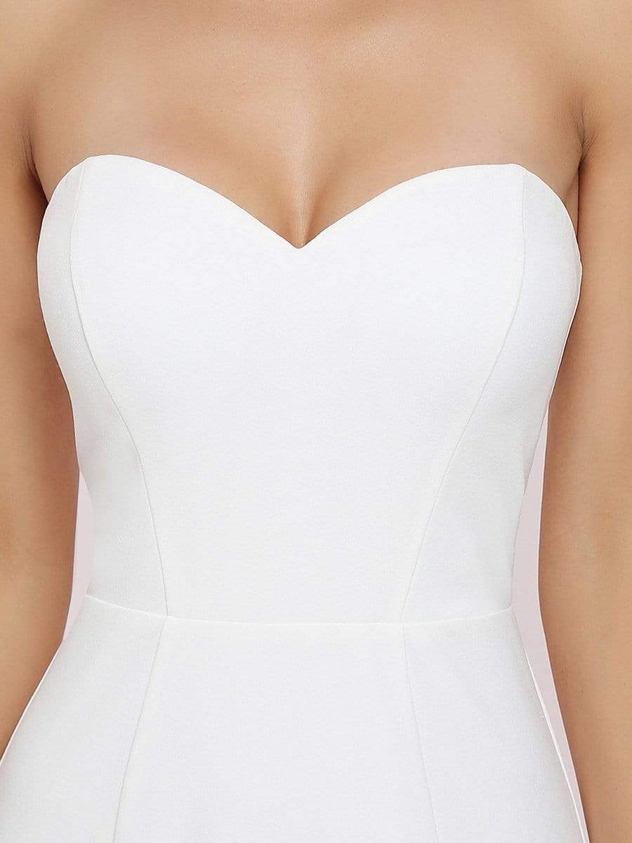 Color=Cream | Simple Strapless Sweetheart Mermaid Eloping Dress For Wedding-Cream 8 Color=Cream | Simple Strapless Sweetheart Mermaid Eloping Dress For Wedding-Cream 8