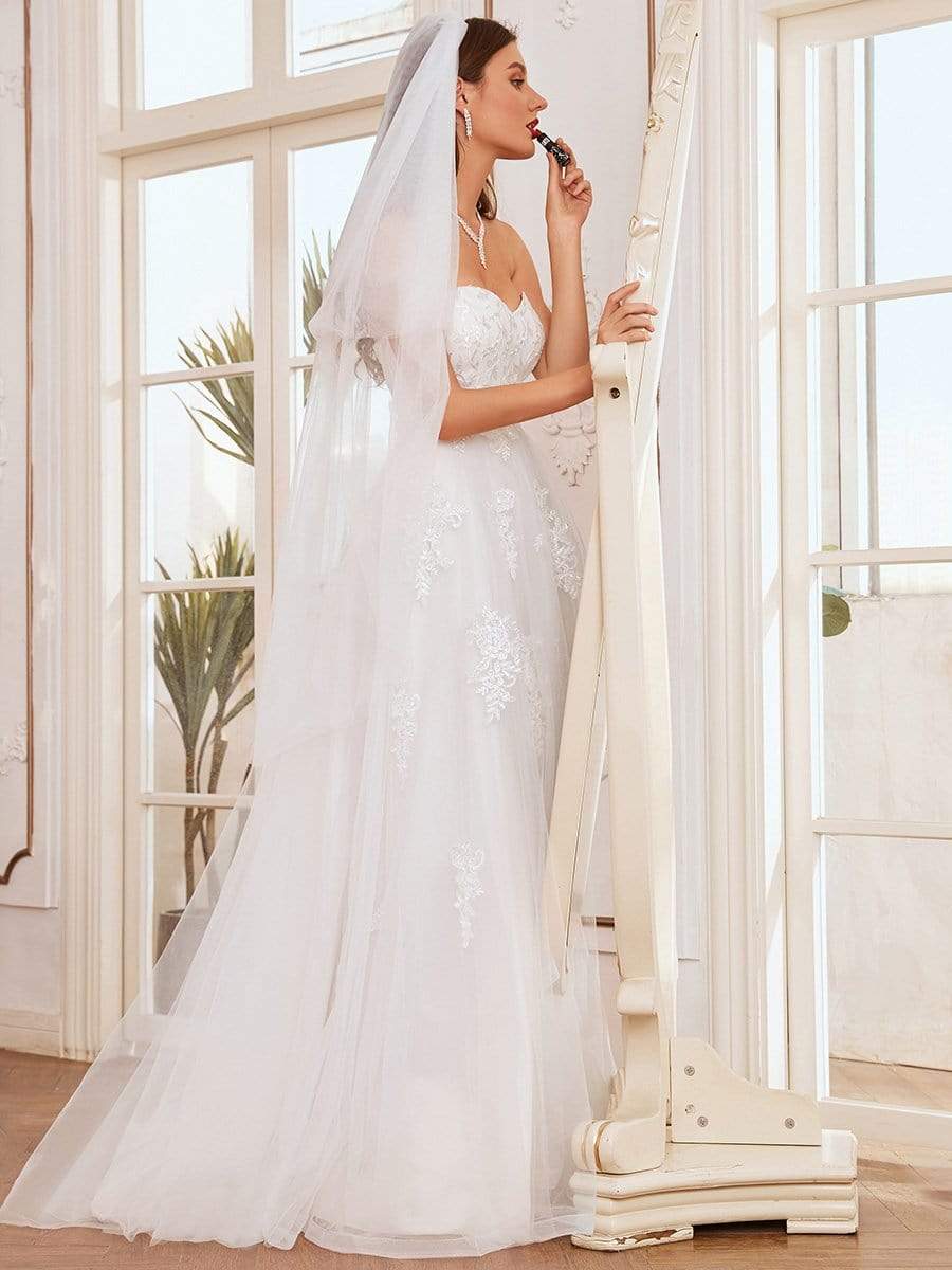 Color=Cream | Elegant Embroidered Floor Length Strapless Wedding Dress-Cream 2 Color=Cream | Elegant Embroidered Floor Length Strapless Wedding Dress-Cream 2