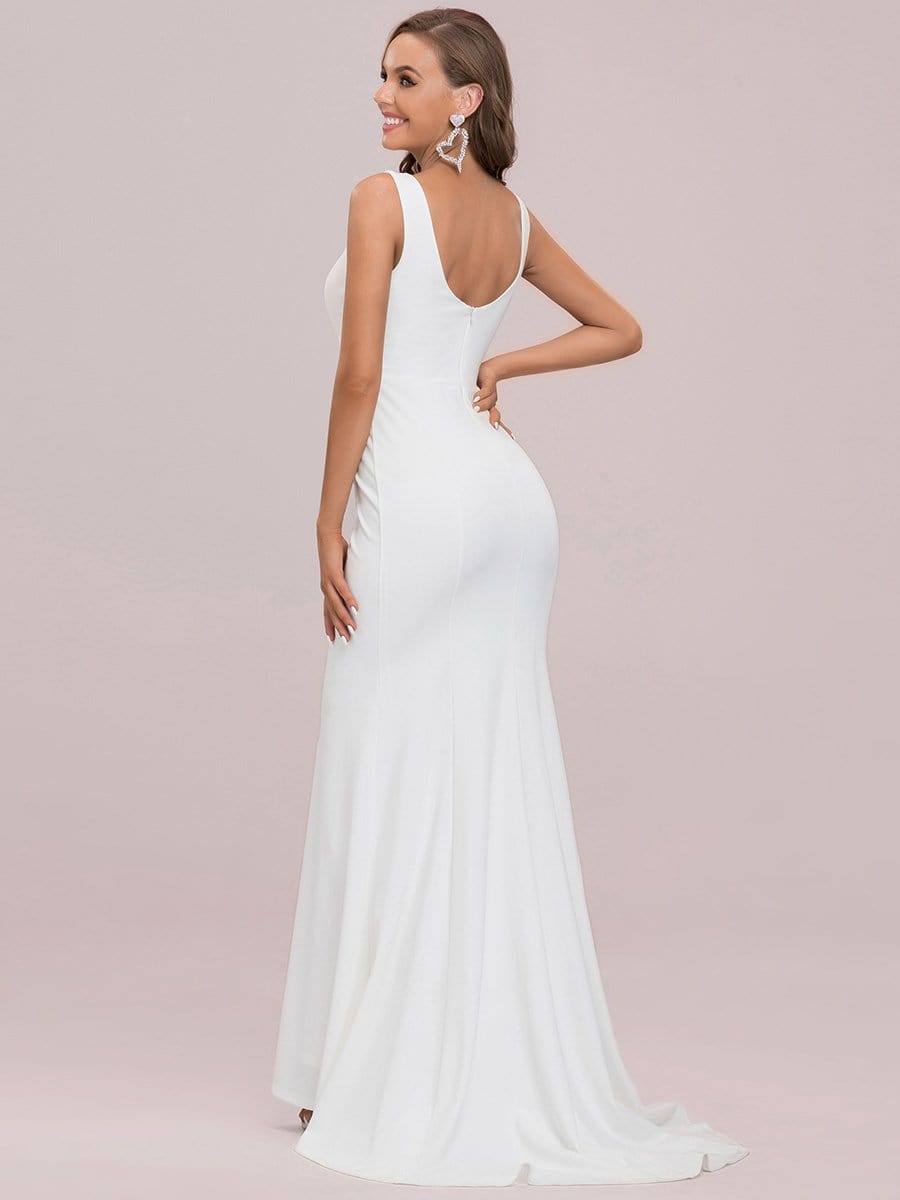 Color=Cream | Sleeveless Square Neckline Bodycon Mermaid Long Evening Dress-Cream 7 Color=Cream | Sleeveless Square Neckline Bodycon Mermaid Long Evening Dress-Cream 7
