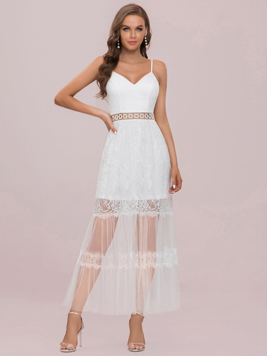 Color=Cream | A Line Spaghetti Strap V Neck See Through Eyelash Edge Wedding Dresses-Cream 5 Color=Cream | A Line Spaghetti Strap V Neck See Through Eyelash Edge Wedding Dresses-Cream 5