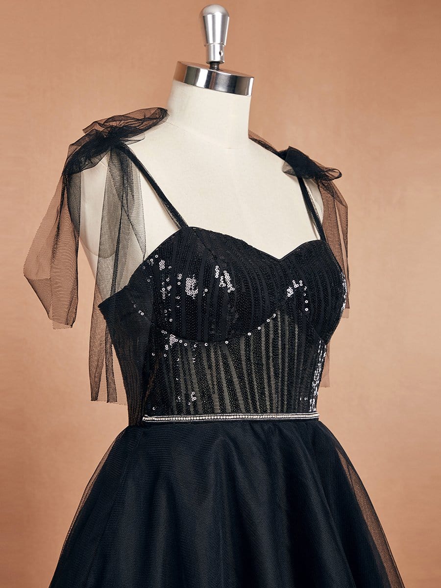 Color=Black | Sleeveless Spaghetti Straps A-Line Long Wedding Dress-Black 6 Color=Black | Sleeveless Spaghetti Straps A-Line Long Wedding Dress-Black 6