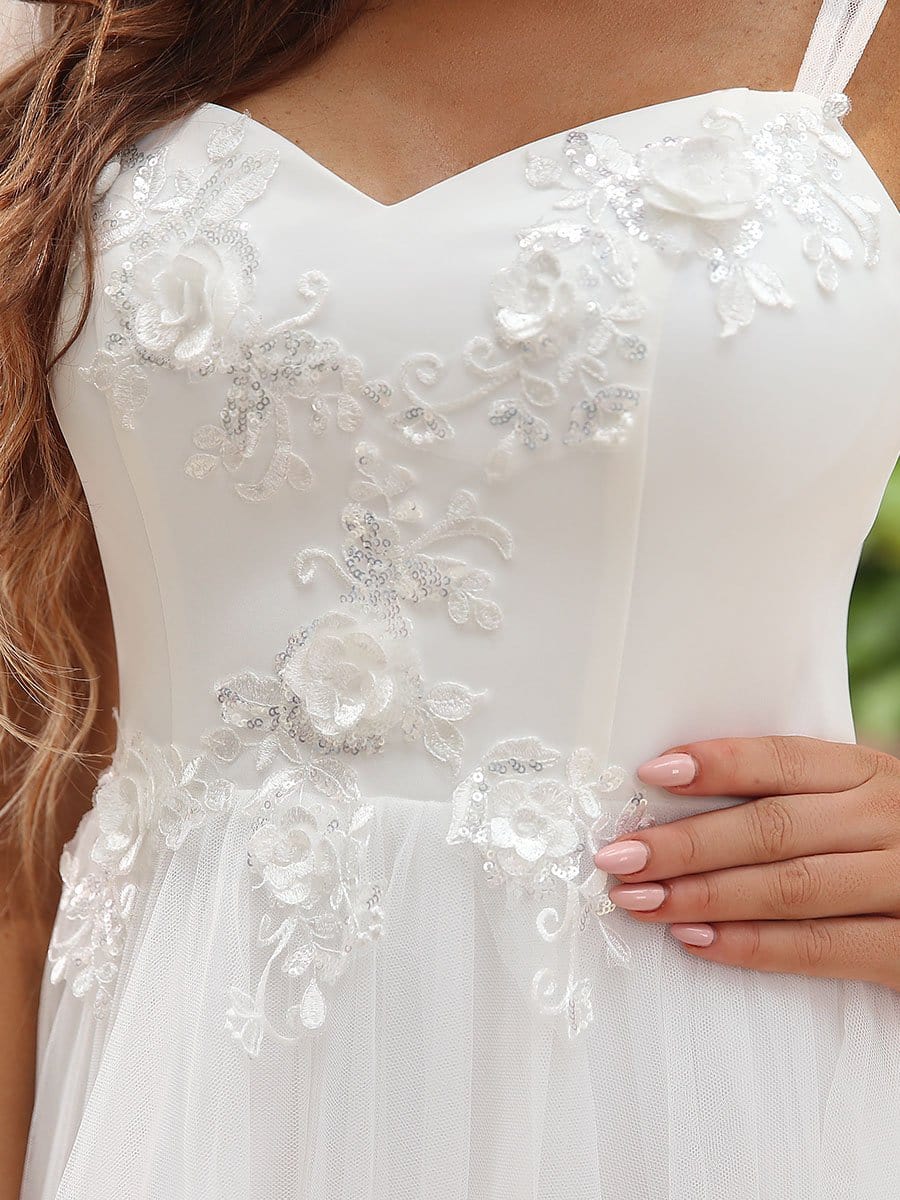 Color=Cream | Elegant Sweetheart Sleeveless Applique Maxi Wedding Dress-Cream 4 Color=Cream | Elegant Sweetheart Sleeveless Applique Maxi Wedding Dress-Cream 4