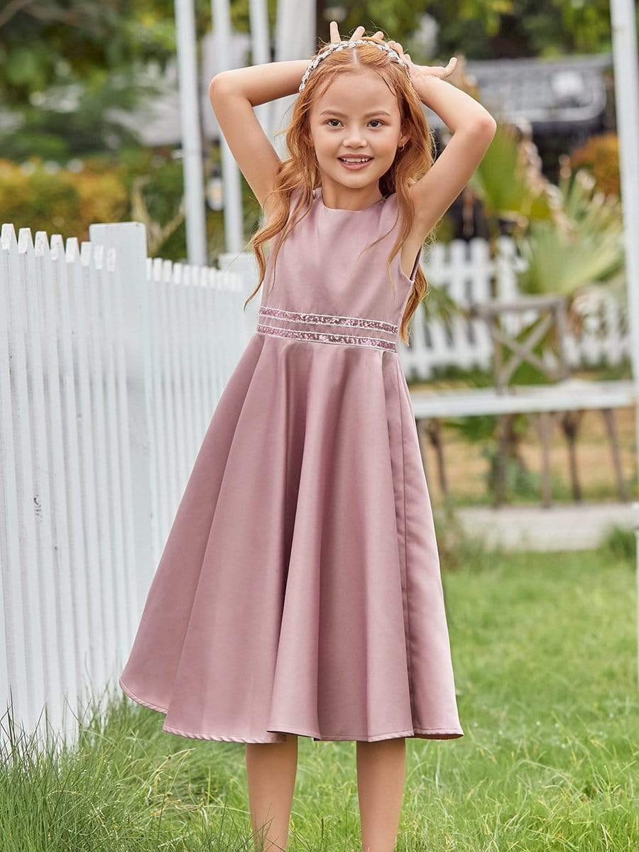 Color=Purple Orchid | Simple Flower Girl Dresses For Wedding With Round Neck-Purple Orchid 3