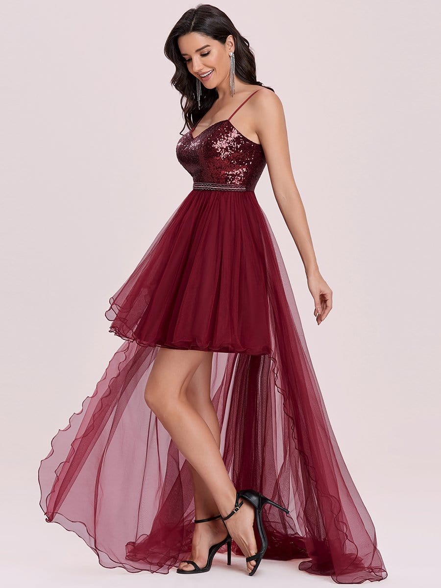 Color=Burgundy | Fancy A-Line Tulle High Low Hem Prom Dress-Burgundy 7 Color=Burgundy | Fancy A-Line Tulle High Low Hem Prom Dress-Burgundy 7