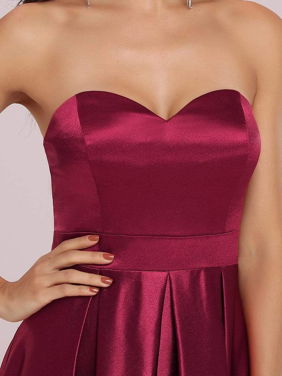 Color=Burgundy | Sweetheart Neck Strapless Prom Dress With Asymmetrical Hem-Burgundy 8 Color=Burgundy | Sweetheart Neck Strapless Prom Dress With Asymmetrical Hem-Burgundy 8