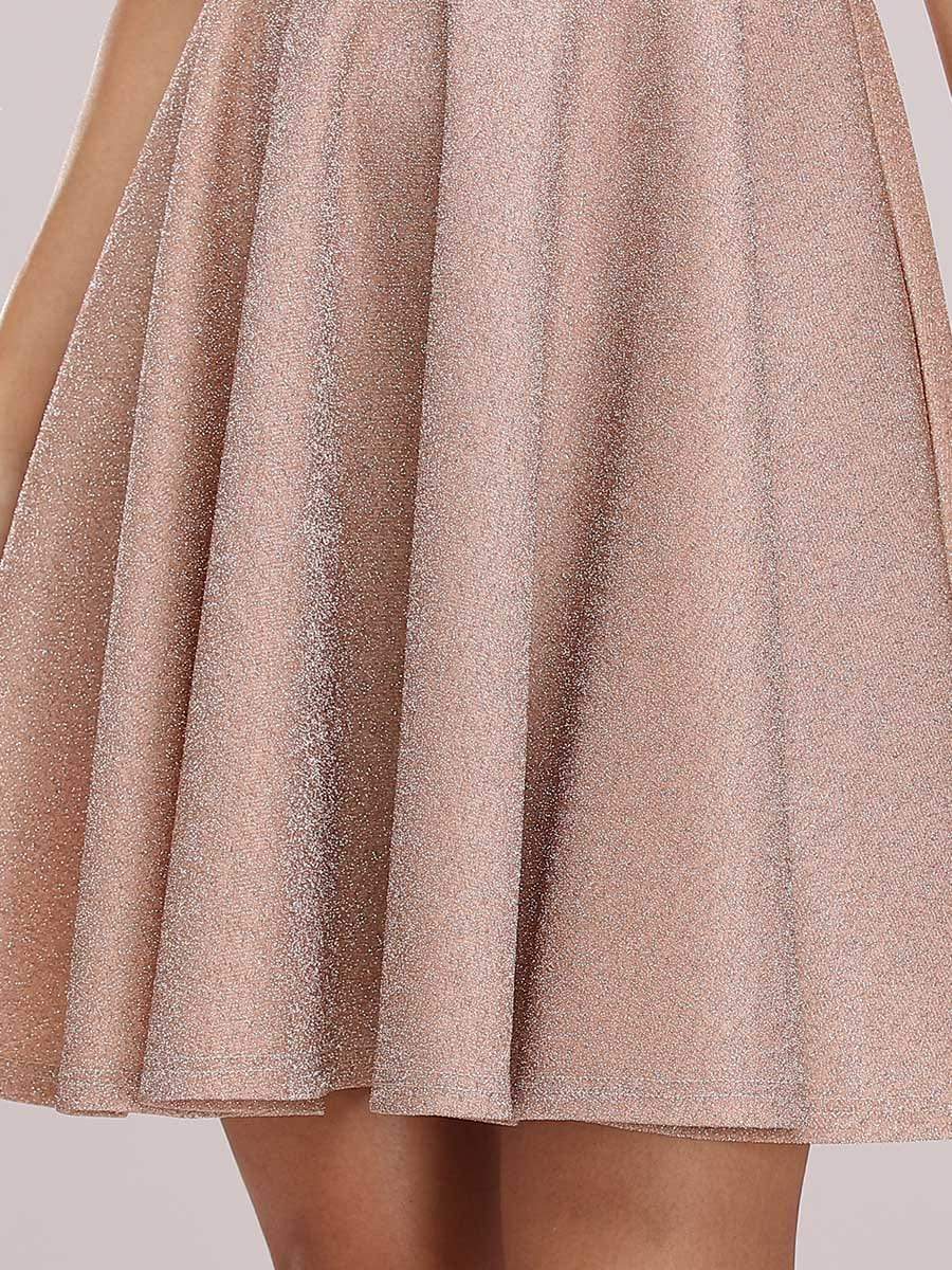 Color=Blush | Shiny Spaghetti Strap Short A Line Prom Dress-Blush 8 Color=Blush | Shiny Spaghetti Strap Short A Line Prom Dress-Blush 8
