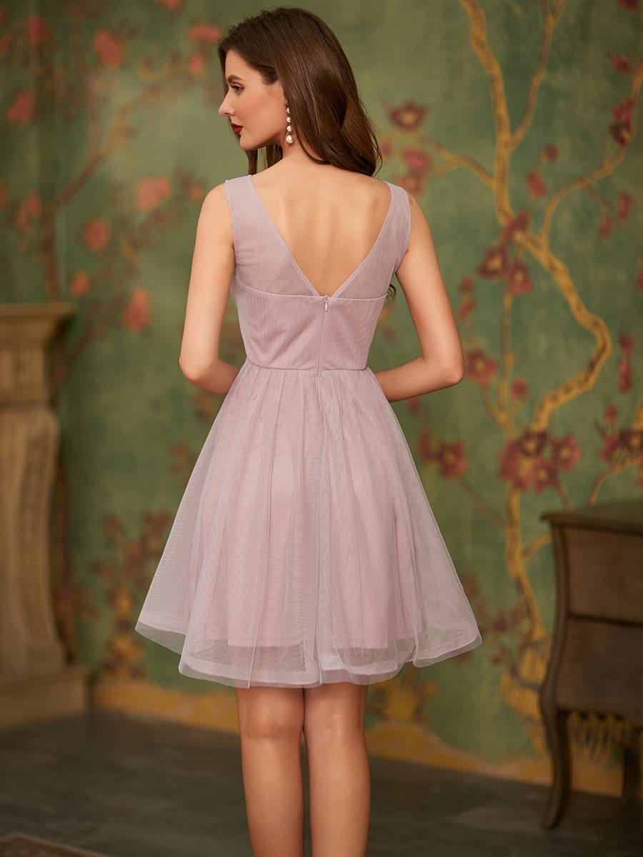 Color=Pink | Sleeveless Round Neck See-Through Floral Prom Dresses-Pink 2 Color=Pink | Sleeveless Round Neck See-Through Floral Prom Dresses-Pink 2