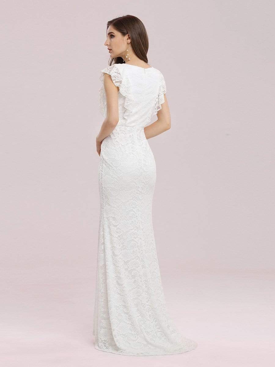 Color=Cream | Women'S Elegant Maxi Fishtail Lace Wedding Dress-Cream 3 Color=Cream | Women'S Elegant Maxi Fishtail Lace Wedding Dress-Cream 3