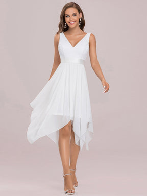 Color=Cream | Stunning V Neck Lace & Chiffon Prom Dress For Women-Cream 6