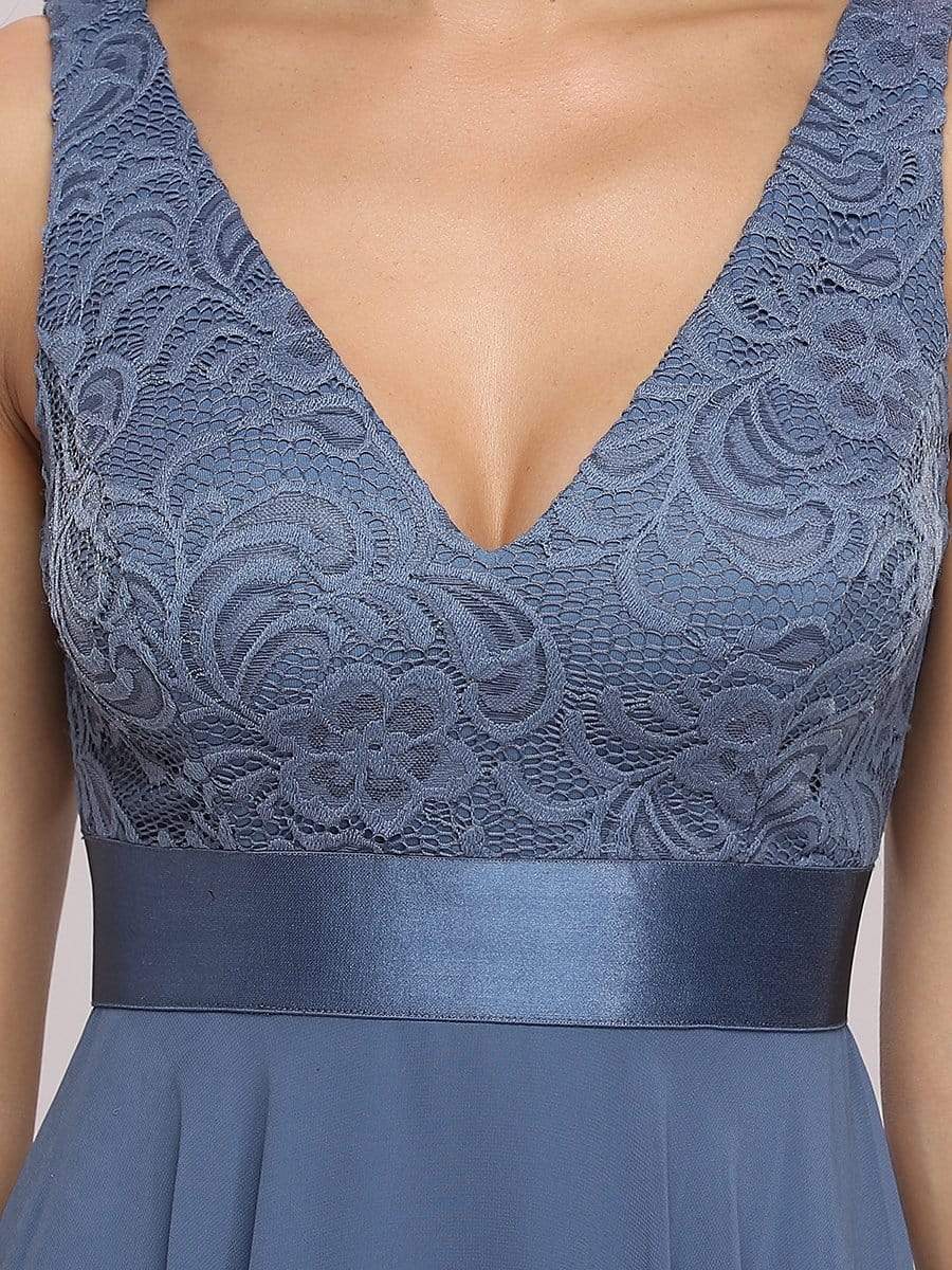 Color=Dusty Navy | Stunning V Neck Lace & Chiffon Prom Dress For Women-Dusty Navy 5 Color=Dusty Navy | Stunning V Neck Lace & Chiffon Prom Dress For Women-Dusty Navy 5
