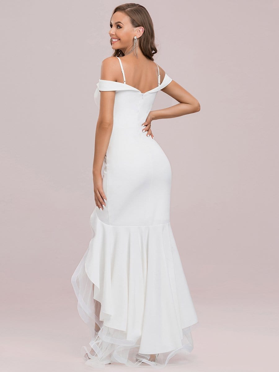 Color=Cream | Stunning Off Shoulder Mermaid High-Low Evening Dress With Tulle-Cream 7 Color=Cream | Stunning Off Shoulder Mermaid High-Low Evening Dress With Tulle-Cream 7