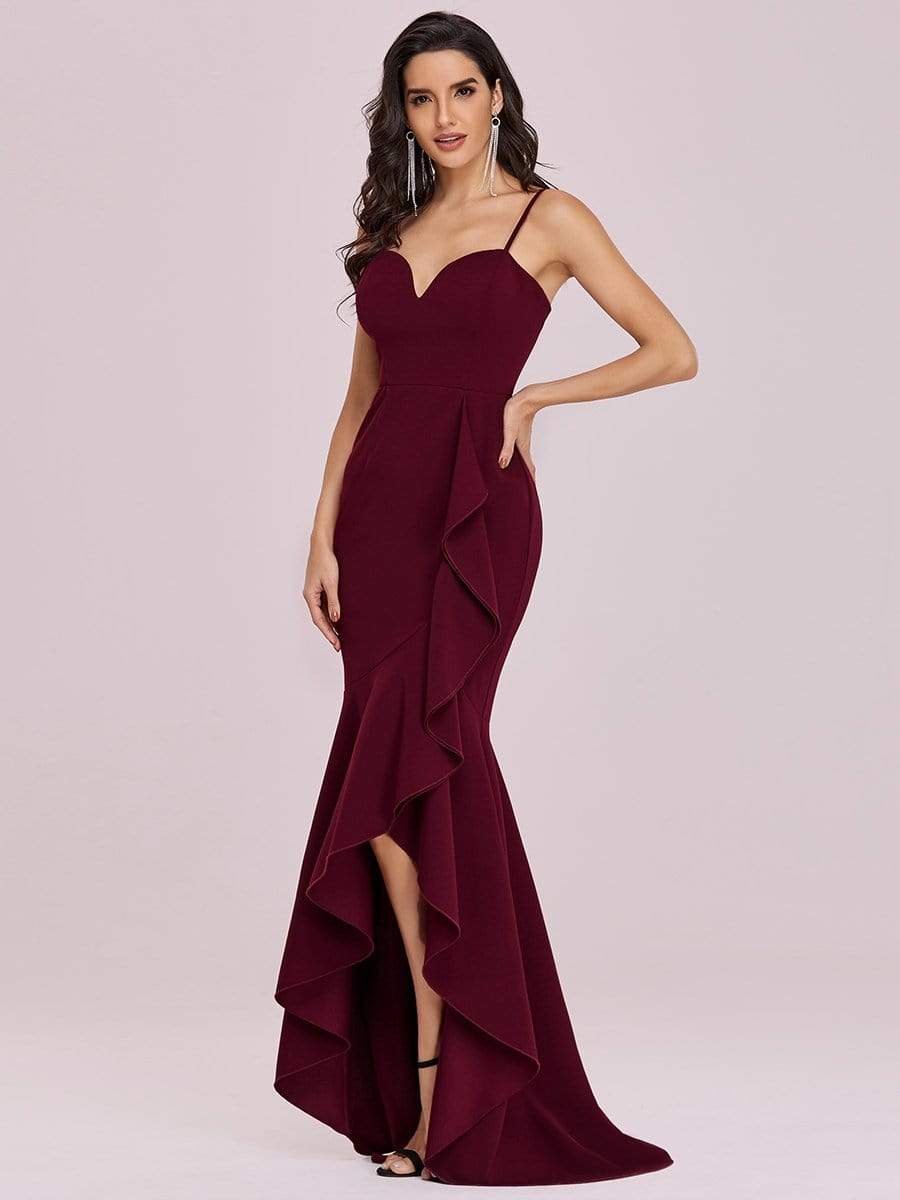 Color=Burgundy | Sexy Sweetheart Neckline Fishtail Evening Dress With Ruffles-Burgundy 3 Color=Burgundy | Sexy Sweetheart Neckline Fishtail Evening Dress With Ruffles-Burgundy 3