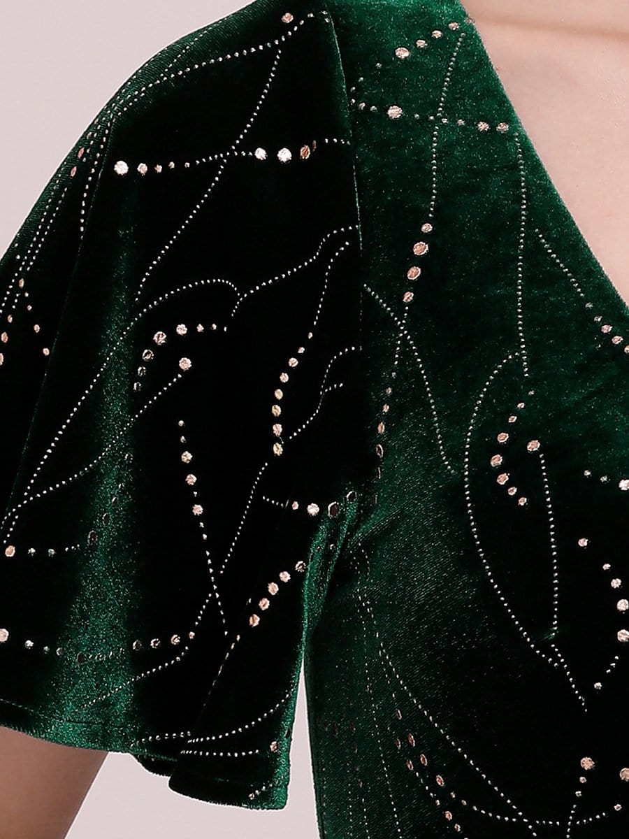 Color=Dark Green | Sexy V Neck Velvet Evenig Dress With Gold Stamping-Dark Green 10 Color=Dark Green | Sexy V Neck Velvet Evenig Dress With Gold Stamping-Dark Green 10