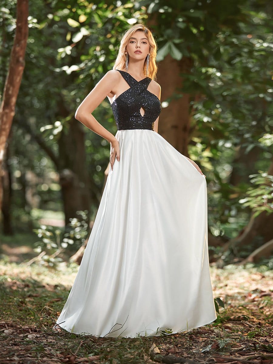 Color=Black | Marvelous A-Line Satin Prom Dress For Party With Sequin-Black 3 Color=Black | Marvelous A-Line Satin Prom Dress For Party With Sequin-Black 3