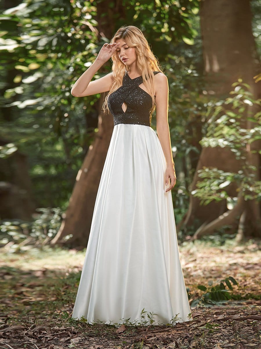 Color=Black | Marvelous A-Line Satin Prom Dress For Party With Sequin-Black 1 Color=Black | Marvelous A-Line Satin Prom Dress For Party With Sequin-Black 1