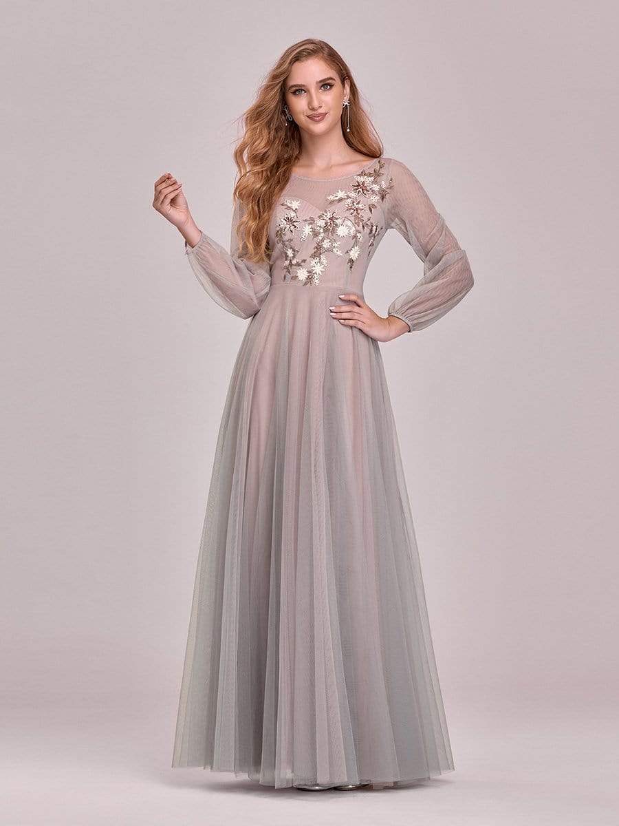 Color=Pink | Women'S Flowy A-Line Maxi Tulle Prom Dress With Appliques-Pink 1 Color=Pink | Women'S Flowy A-Line Maxi Tulle Prom Dress With Appliques-Pink 1