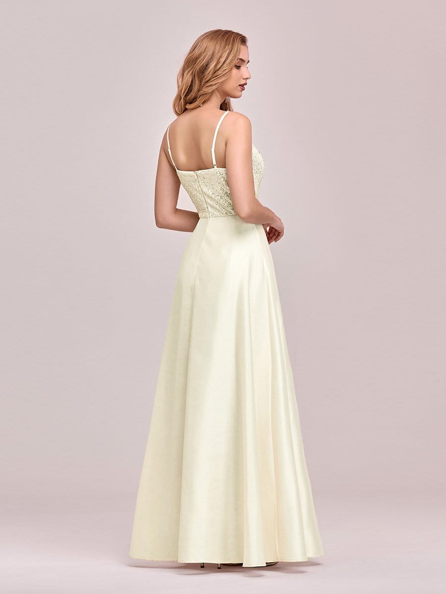 Color=Yellow | Women'S Sassy A-Line Satin Prom Dress With Spaghetti Straps-Yellow 2 Color=Yellow | Women'S Sassy A-Line Satin Prom Dress With Spaghetti Straps-Yellow 2