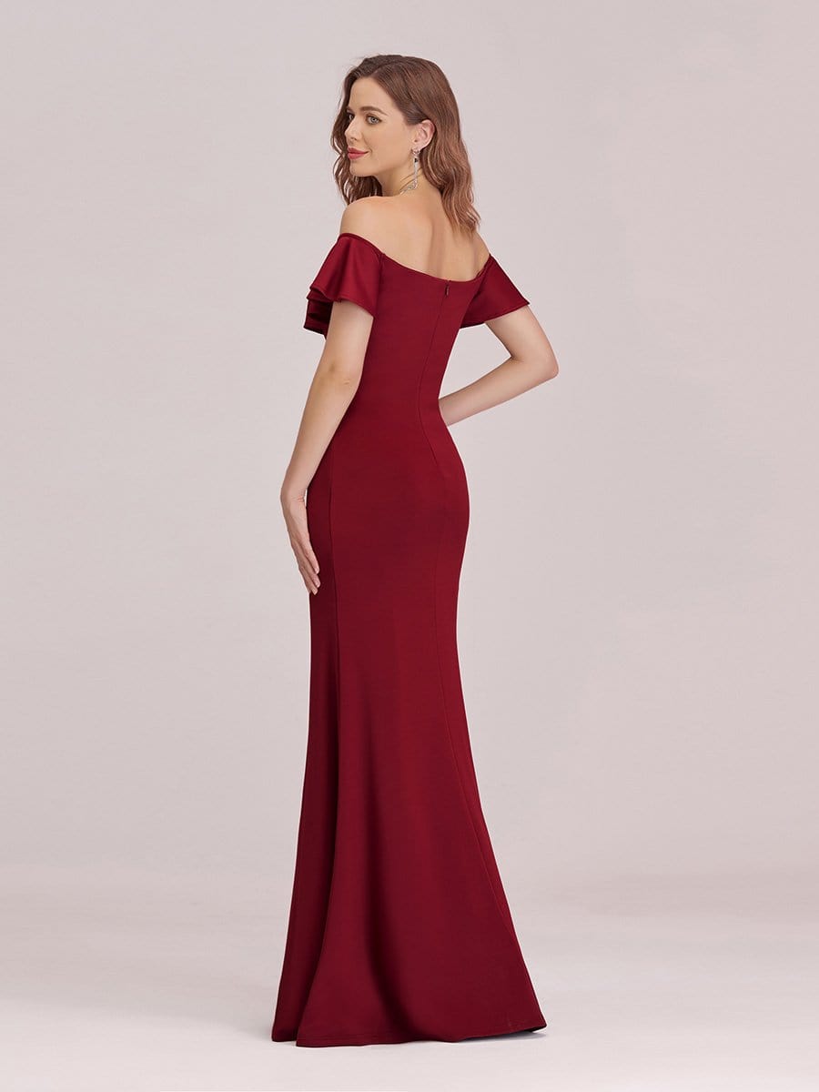 Color=Burgundy | Sexy Off Shoulder Mermaid Evening Dress With Appliques-Burgundy 2 Color=Burgundy | Sexy Off Shoulder Mermaid Evening Dress With Appliques-Burgundy 2