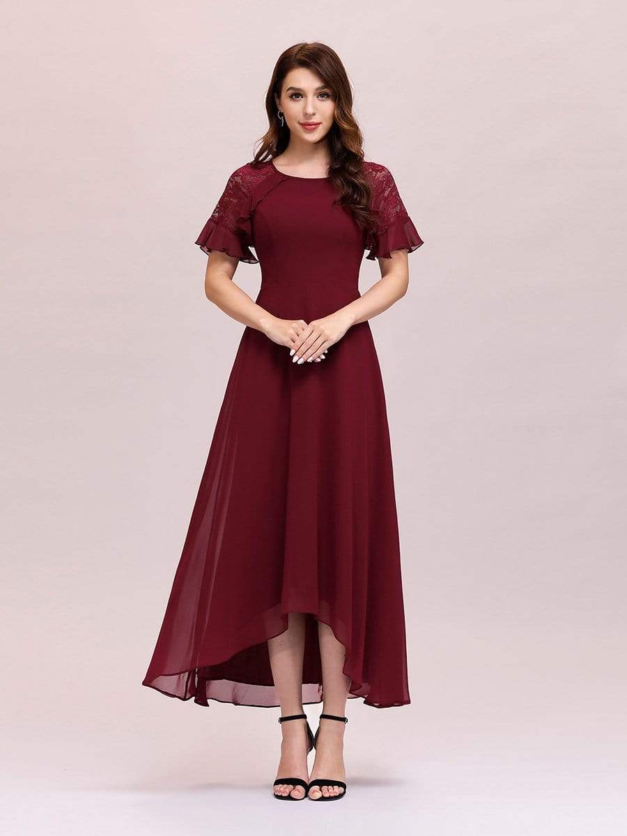 Color=Burgundy | Elegant A-Line Chiffon Knee-Length Cocktail Dress For Party-Burgundy 4 Color=Burgundy | Elegant A-Line Chiffon Knee-Length Cocktail Dress For Party-Burgundy 4