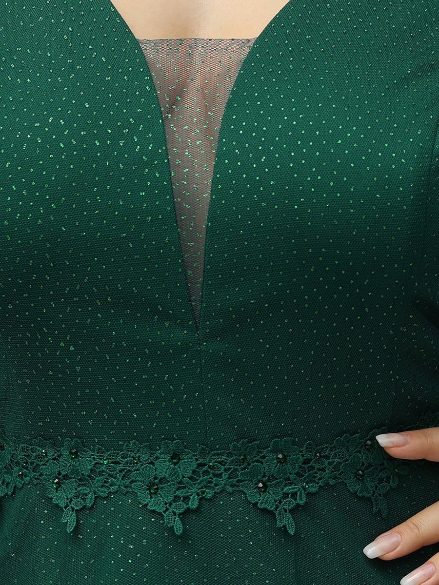 Color=Dark Green | Stylish Floor Length Sequin & Satin Evening Dress For Prom-Dark Green 5 Color=Dark Green | Stylish Floor Length Sequin & Satin Evening Dress For Prom-Dark Green 5