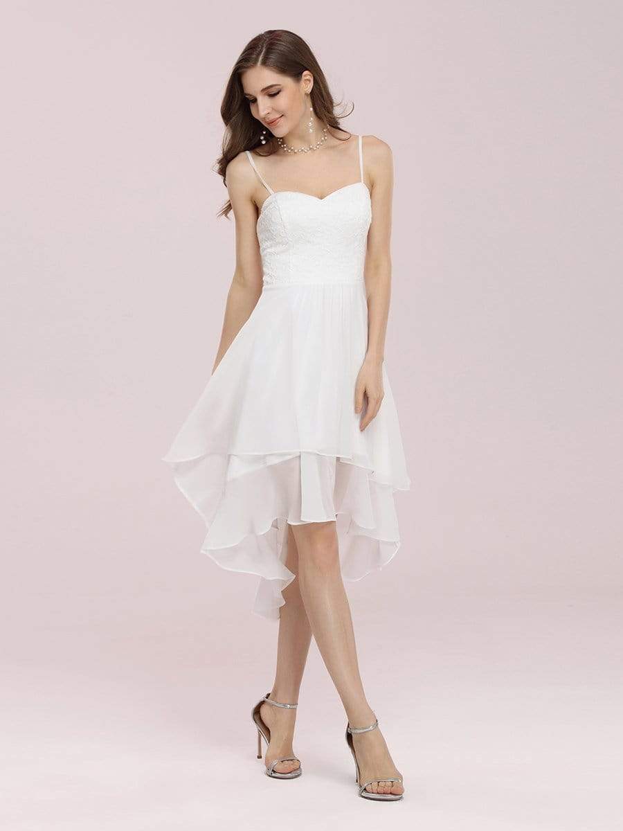 Color=Cream | Casual Knee-Length Chiffon Dress With Spaghetti Straps-Cream 1 Color=Cream | Casual Knee-Length Chiffon Dress With Spaghetti Straps-Cream 1