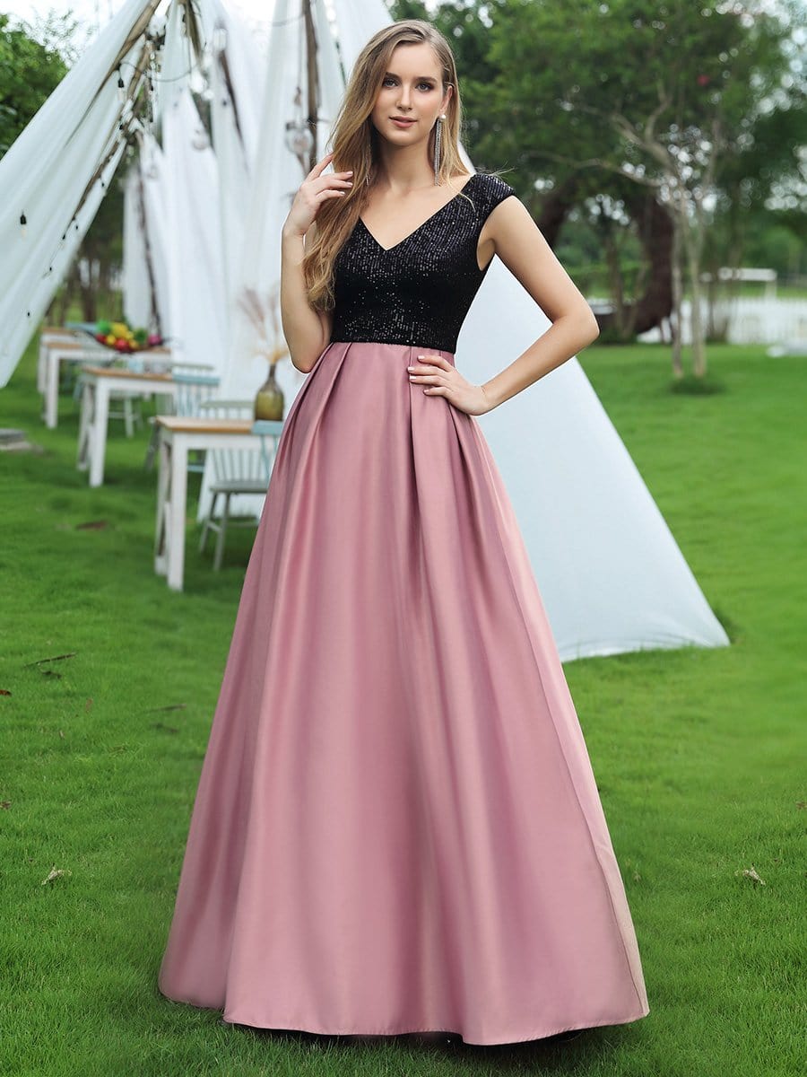 Color=Purple Orchid | Classy V-Neck A-Line Evening Dresses With Tulip Sleeves-Purple Orchid 1 Color=Purple Orchid | Classy V-Neck A-Line Evening Dresses With Tulip Sleeves-Purple Orchid 1