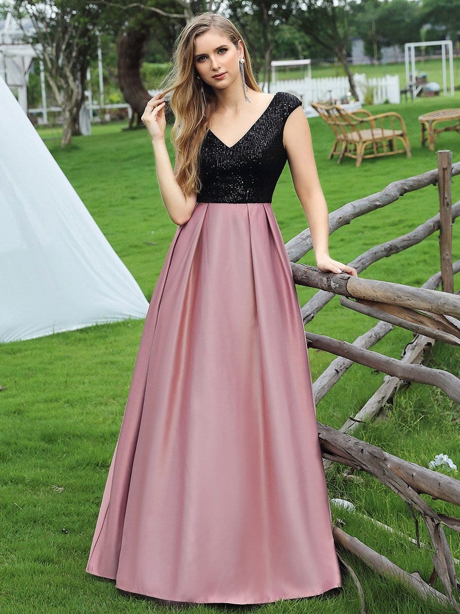 Color=Purple Orchid | Classy V-Neck A-Line Evening Dresses With Tulip Sleeves-Purple Orchid 3 Color=Purple Orchid | Classy V-Neck A-Line Evening Dresses With Tulip Sleeves-Purple Orchid 3