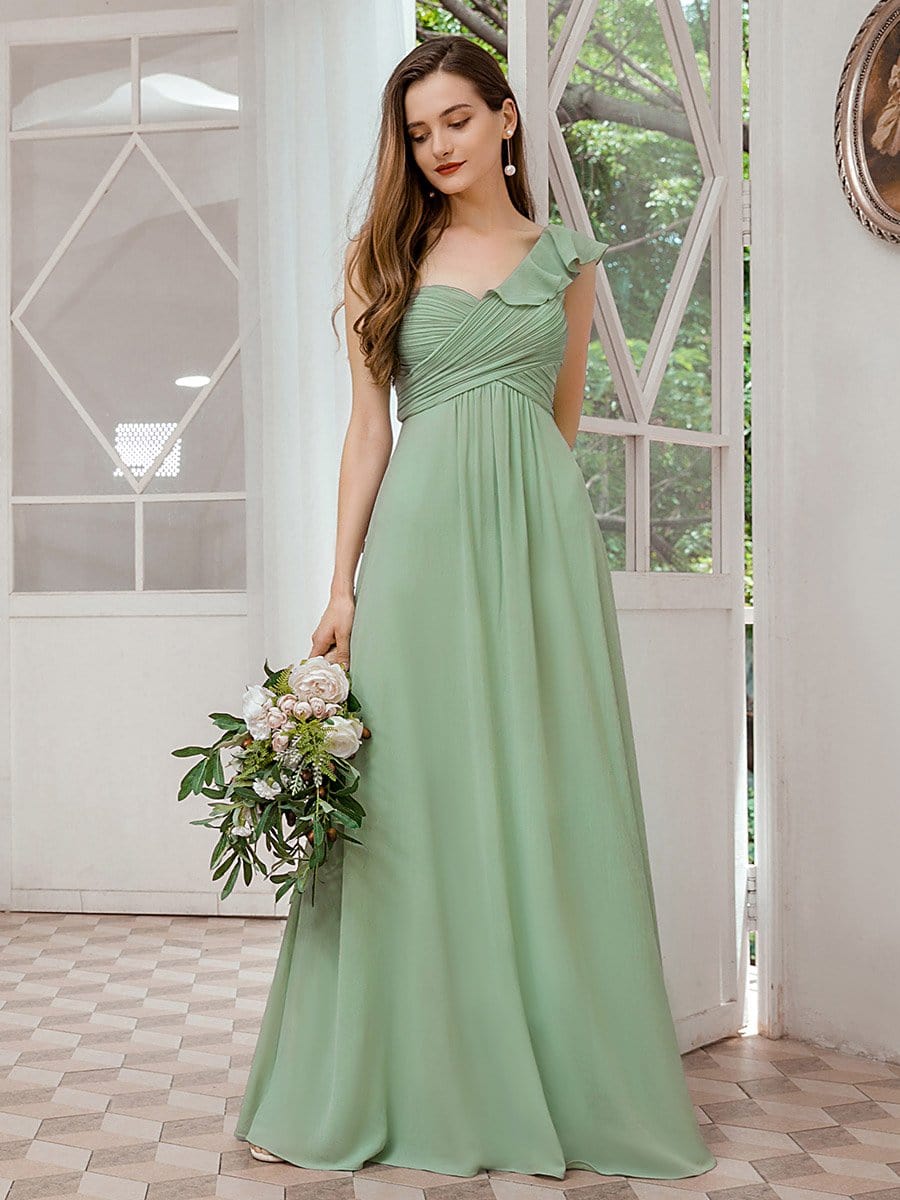 Color=Mint Green | Feminine One Shoulder A-Line Bridesmaid Dresses-Mint Green 1 Color=Mint Green | Feminine One Shoulder A-Line Bridesmaid Dresses-Mint Green 1
