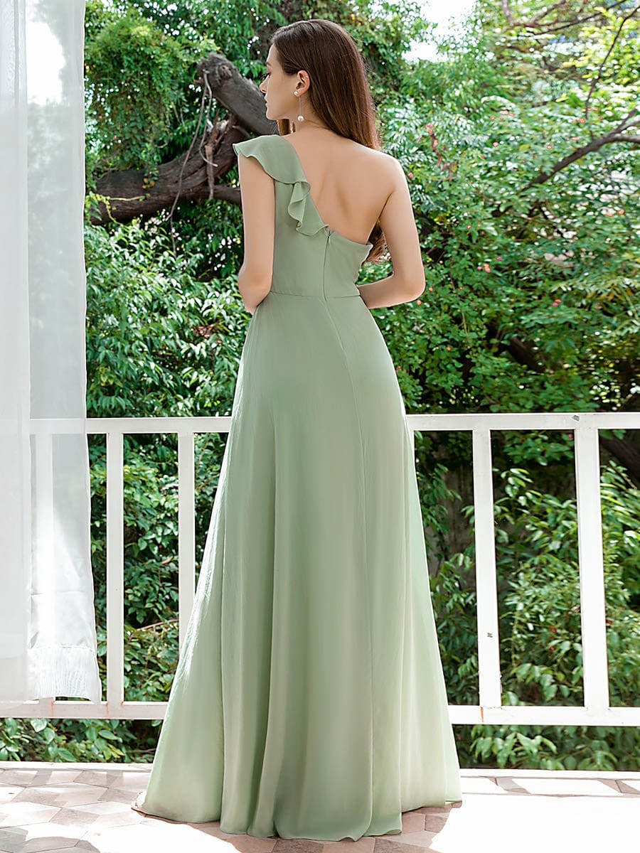 Color=Mint Green | Feminine One Shoulder A-Line Bridesmaid Dresses-Mint Green 2 Color=Mint Green | Feminine One Shoulder A-Line Bridesmaid Dresses-Mint Green 2