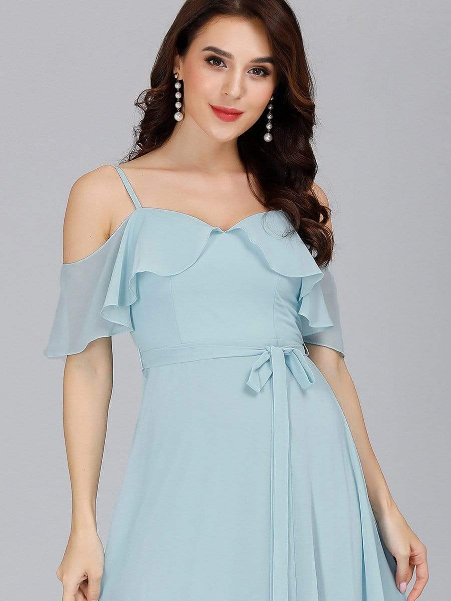Color=Sky Blue | Dainty Chiffon Bridesmaid Dresses With Ruffles Sleeves With Side Slit-Sky Blue 10 Color=Sky Blue | Dainty Chiffon Bridesmaid Dresses With Ruffles Sleeves With Side Slit-Sky Blue 10