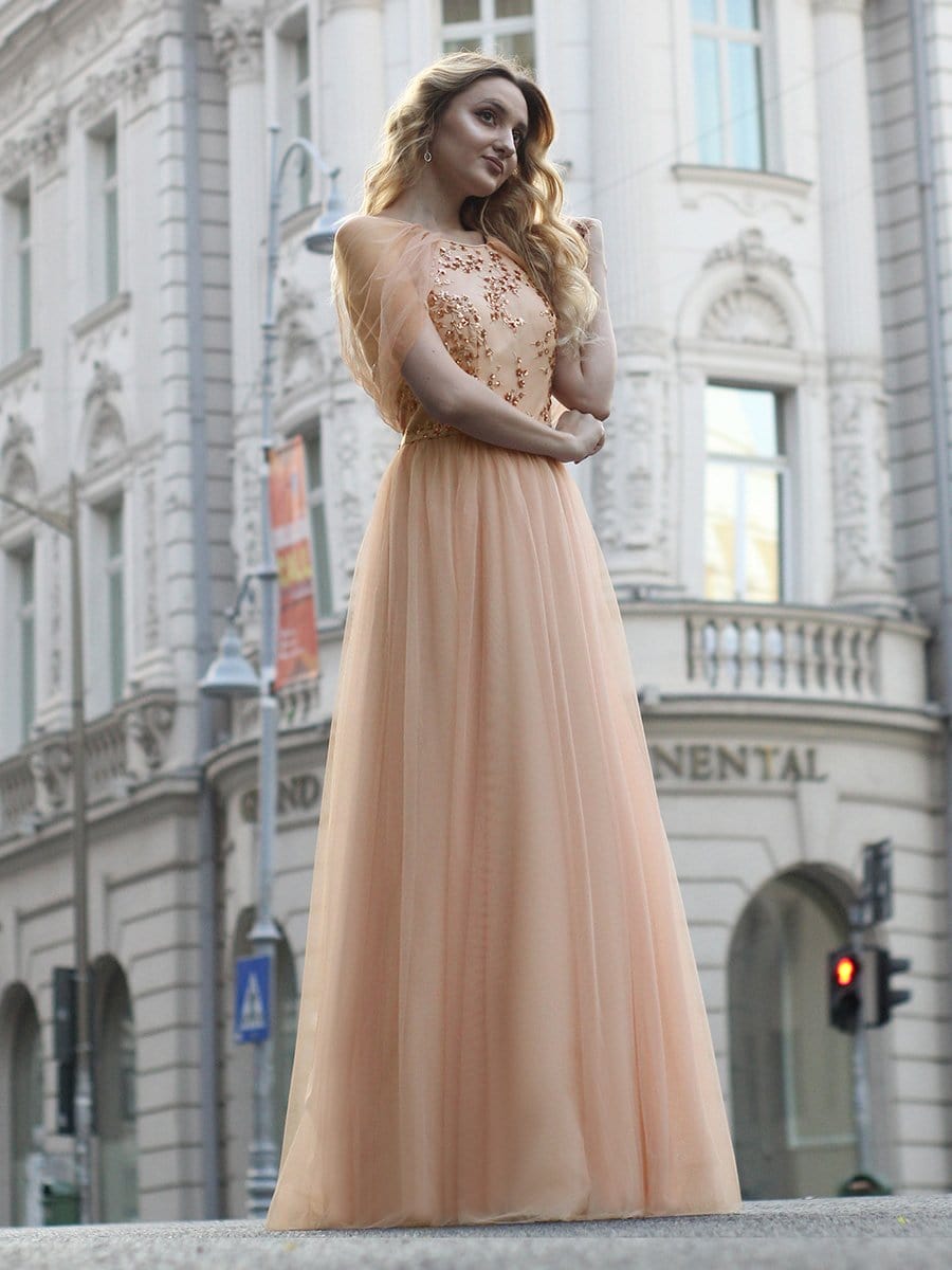Color=Blush | Sexy Halter Neckline Tulle Bridesmaid Dresses With Paillette-Blush 6 Color=Blush | Sexy Halter Neckline Tulle Bridesmaid Dresses With Paillette-Blush 6