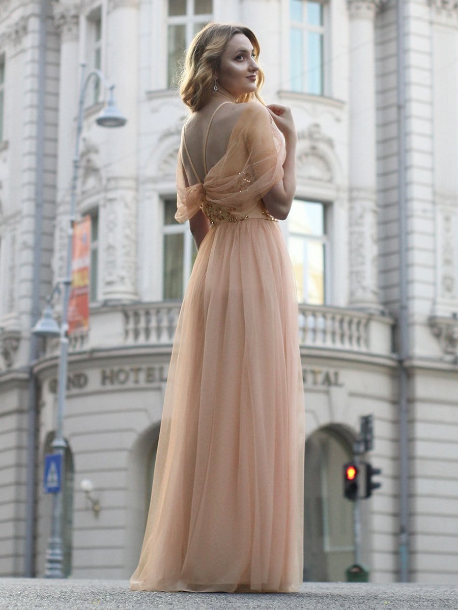 Color=Blush | Sexy Halter Neckline Tulle Bridesmaid Dresses With Paillette-Blush 7 Color=Blush | Sexy Halter Neckline Tulle Bridesmaid Dresses With Paillette-Blush 7