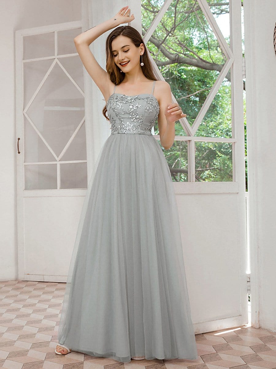 Color=Grey | Romantic Sweetheart Neckline Bridesmaid Dresses With Spaghetti Straps-Grey 4 Color=Grey | Romantic Sweetheart Neckline Bridesmaid Dresses With Spaghetti Straps-Grey 4