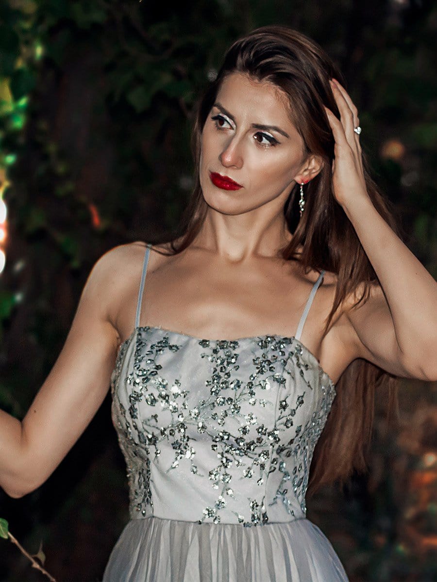 Color=Grey | Romantic Sweetheart Neckline Bridesmaid Dresses With Spaghetti Straps-Grey 7 Color=Grey | Romantic Sweetheart Neckline Bridesmaid Dresses With Spaghetti Straps-Grey 7