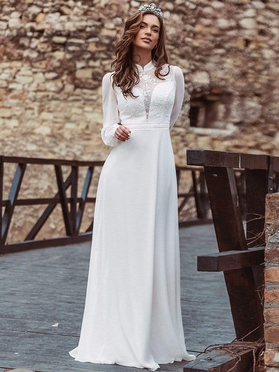 Mandarin collar best sale wedding dress