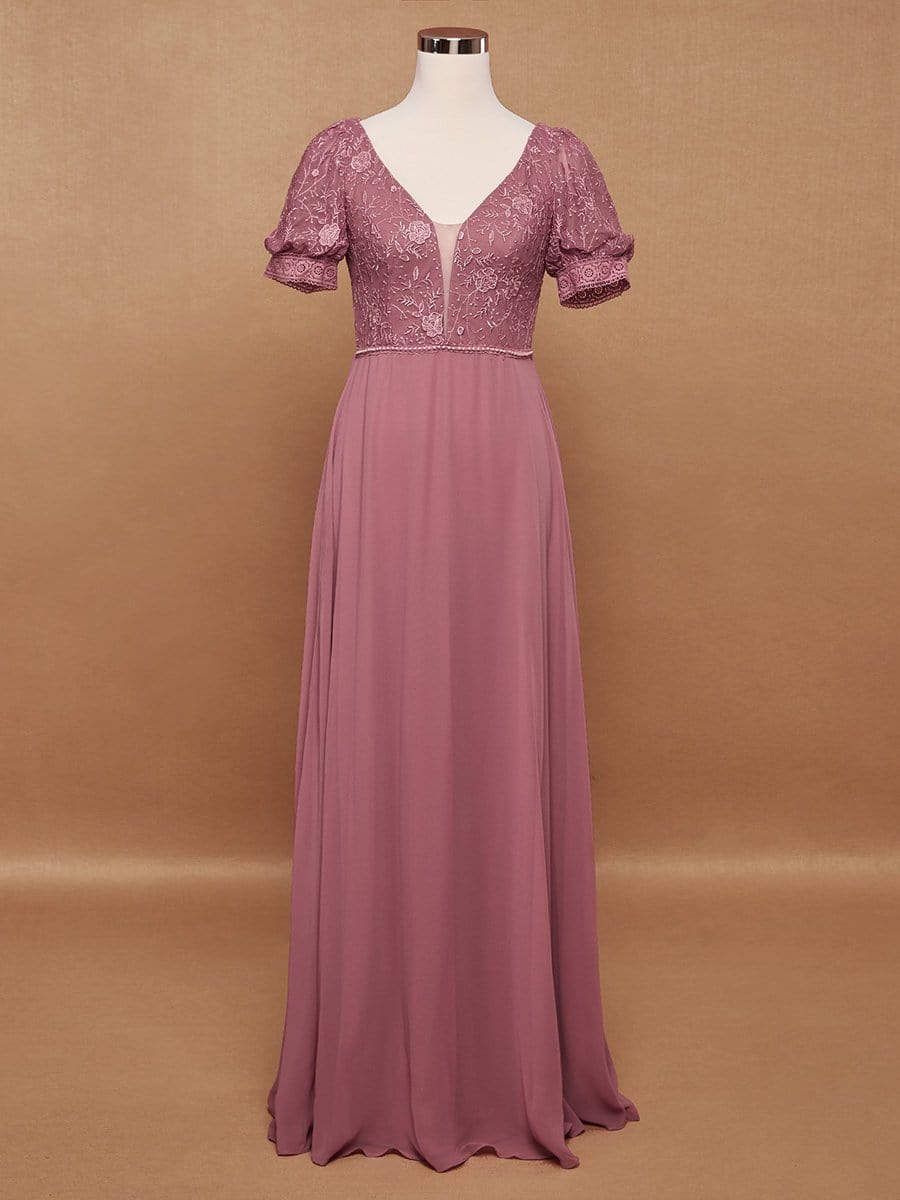 Color=Purple Orchid | Stylish V Neck A-Line Chiffon Wedding Dress For Women With Lace-Purple Orchid 7 Color=Purple Orchid | Stylish V Neck A-Line Chiffon Wedding Dress For Women With Lace-Purple Orchid 7