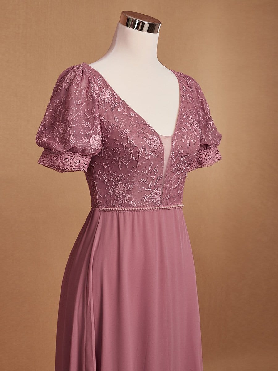 Color=Purple Orchid | Stylish V Neck A-Line Chiffon Wedding Dress For Women With Lace-Purple Orchid 8 Color=Purple Orchid | Stylish V Neck A-Line Chiffon Wedding Dress For Women With Lace-Purple Orchid 8