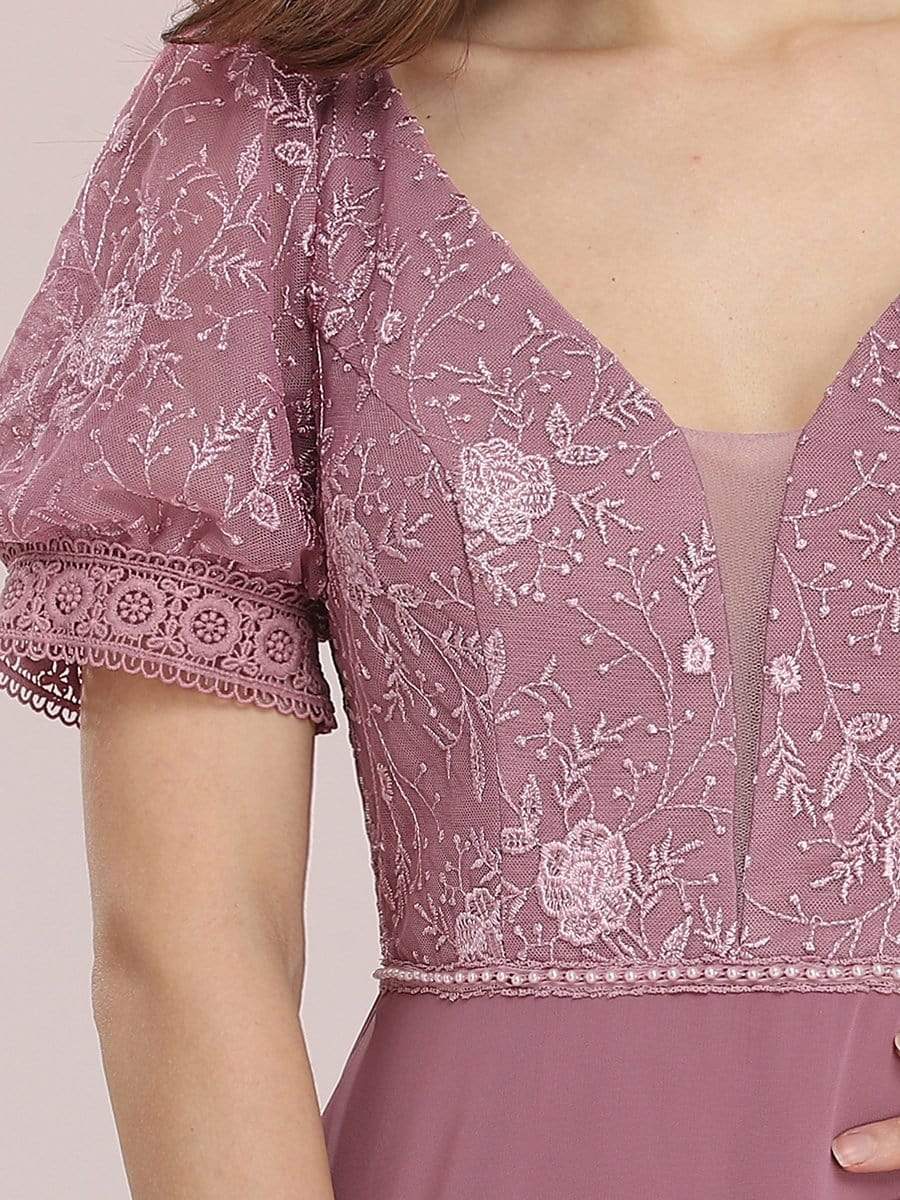 Color=Purple Orchid | Stylish V Neck A-Line Chiffon Wedding Dress For Women With Lace-Purple Orchid 6 Color=Purple Orchid | Stylish V Neck A-Line Chiffon Wedding Dress For Women With Lace-Purple Orchid 6