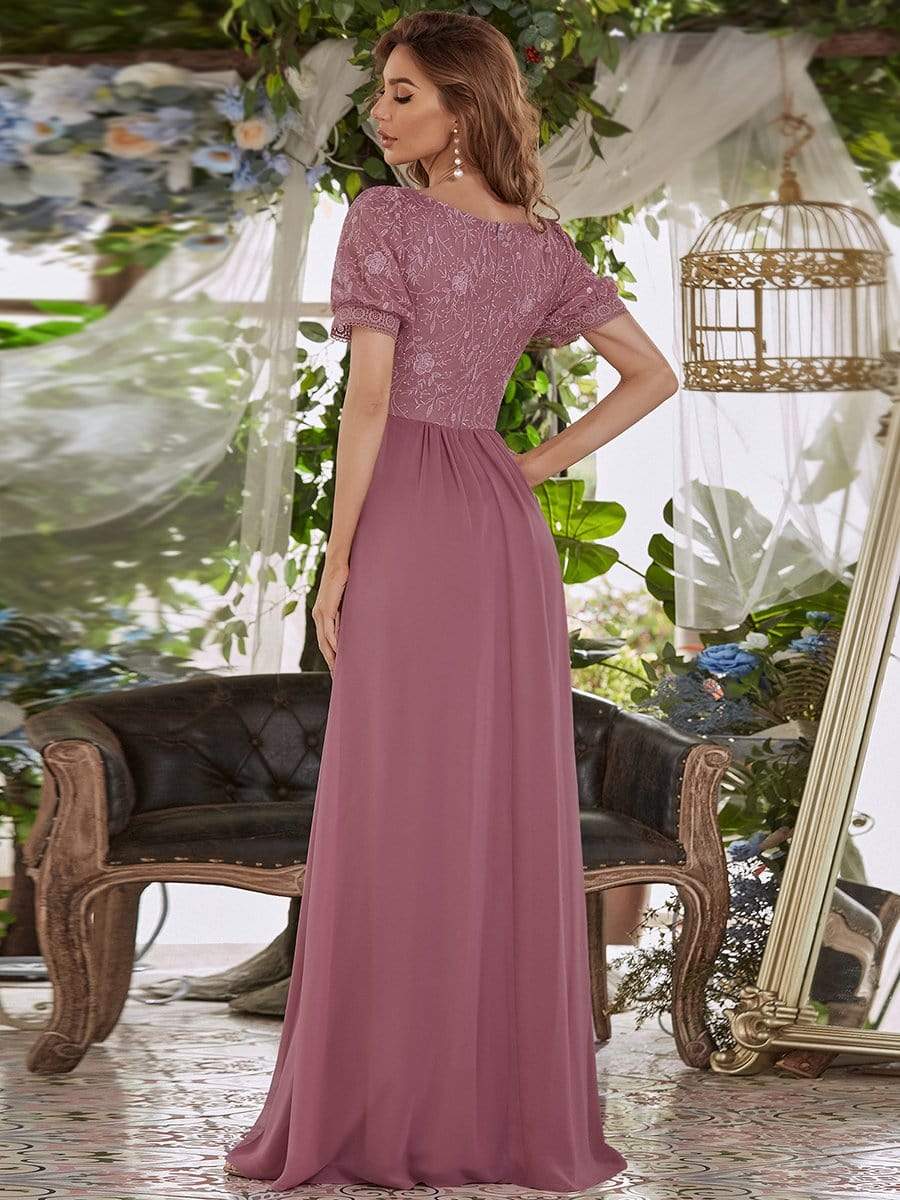 Color=Purple Orchid | Stylish V Neck A-Line Chiffon Wedding Dress For Women With Lace-Purple Orchid 2 Color=Purple Orchid | Stylish V Neck A-Line Chiffon Wedding Dress For Women With Lace-Purple Orchid 2