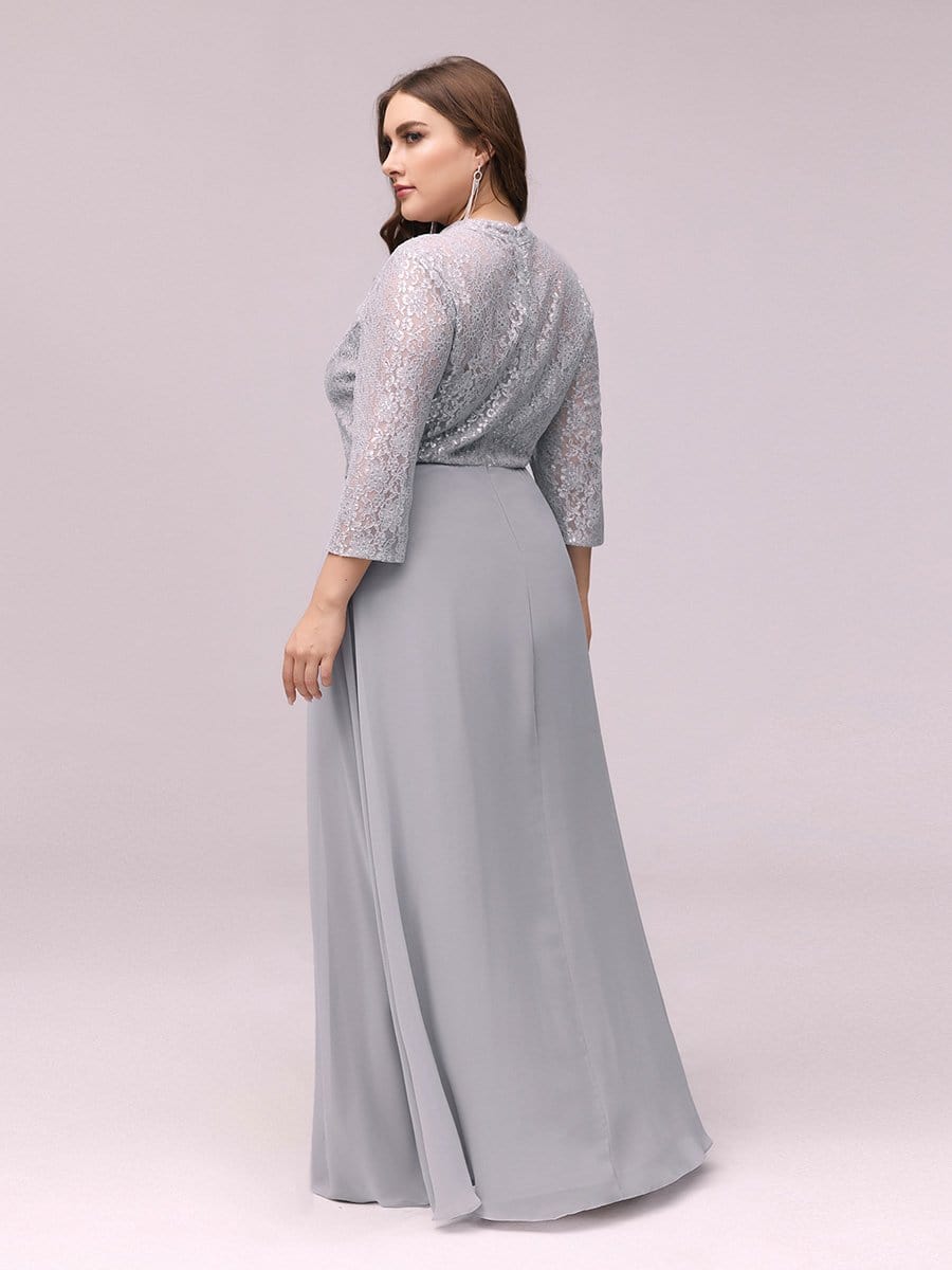 Color=Grey | Women'S Fashion A-Line Chiffon Evening Dress With Sequin-Grey 2 Color=Grey | Women'S Fashion A-Line Chiffon Evening Dress With Sequin-Grey 2