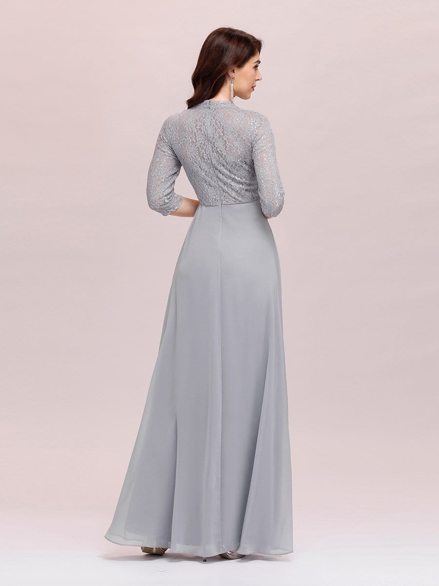 Color=Grey | Women'S Fashion A-Line Chiffon Evening Dress With Sequin-Grey 2 Color=Grey | Women'S Fashion A-Line Chiffon Evening Dress With Sequin-Grey 2