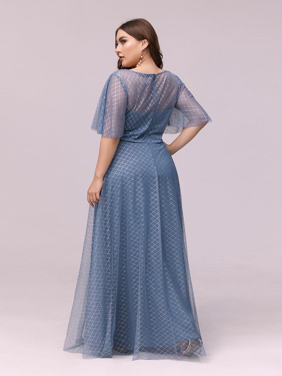 Color=Dusty Navy | Romantic A-Line Printed Tulle A-Line Prom Dresses With Appliques-Dusty Navy 2 Color=Dusty Navy | Romantic A-Line Printed Tulle A-Line Prom Dresses With Appliques-Dusty Navy 2