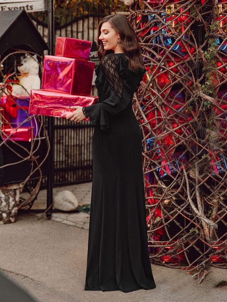 Color=Black | Women'S Elegant Long Sleeves Maxi Fishtail Evening Dress-Black 7 Color=Black | Women'S Elegant Long Sleeves Maxi Fishtail Evening Dress-Black 7