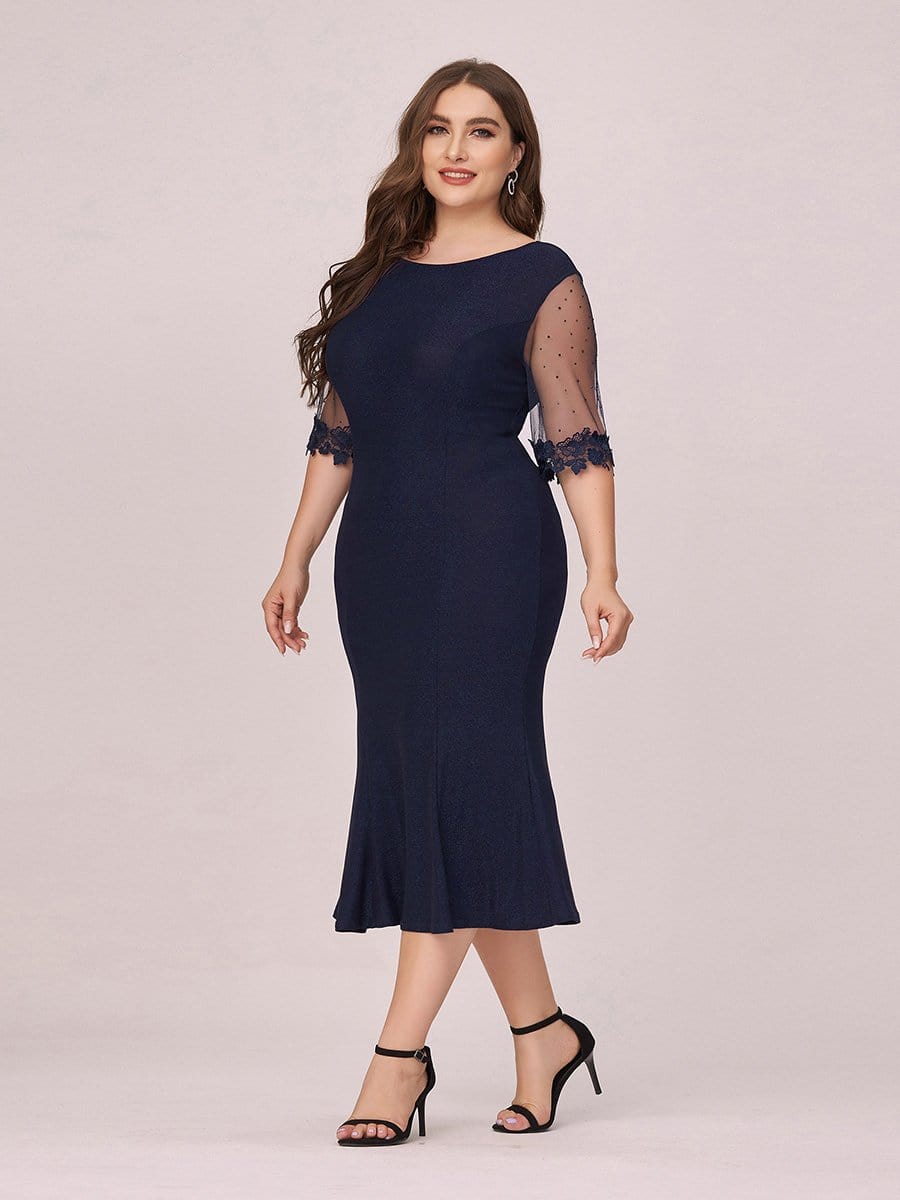 Color=Navy Blue | Modest Round Neck Bodycon Plus Size Casual Work Dress-Navy Blue 3 Color=Navy Blue | Modest Round Neck Bodycon Plus Size Casual Work Dress-Navy Blue 3