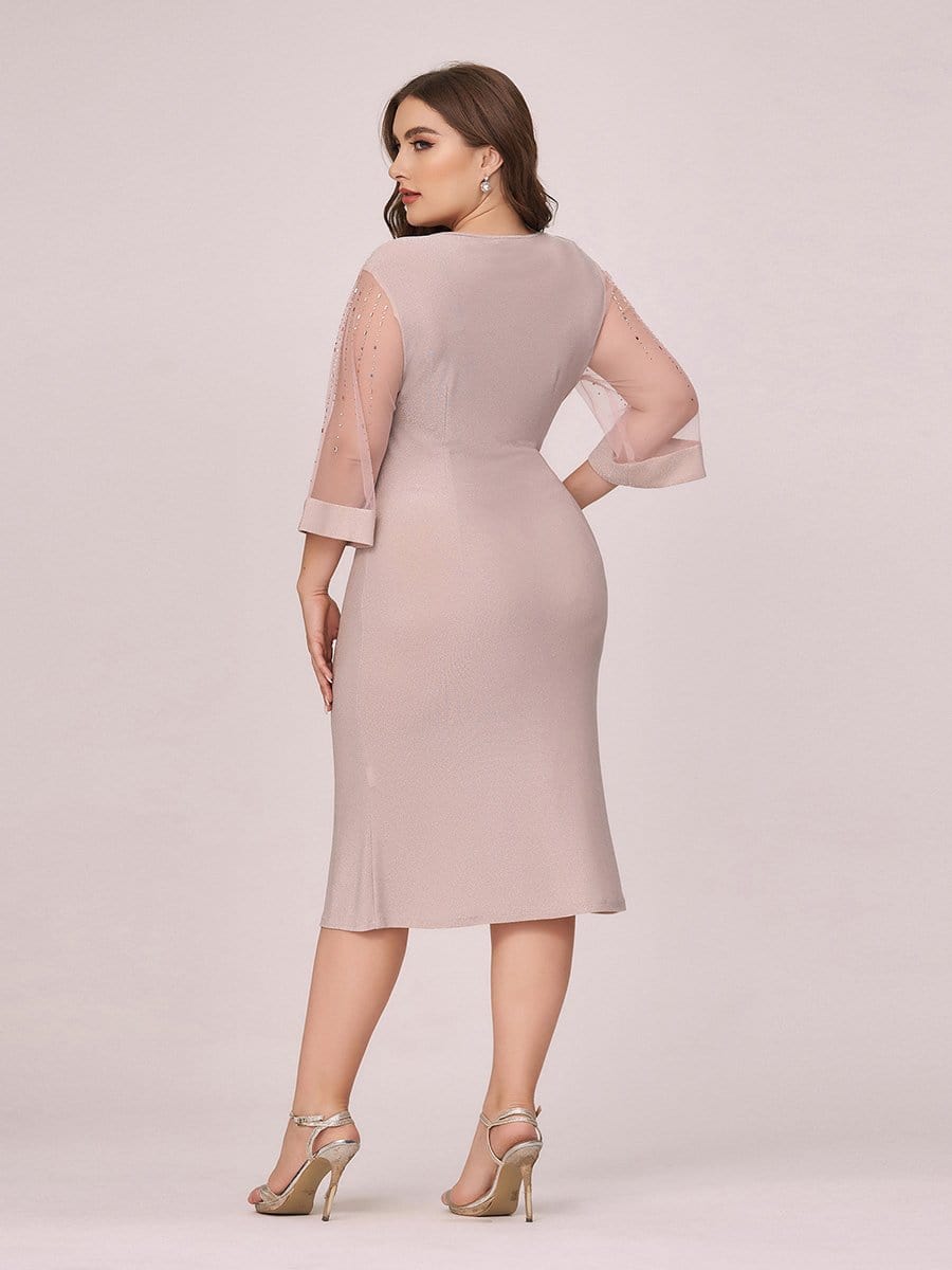 Color=Pink | Women'S Casual Bodycon Knee-Length Plus Size Casual Work Dress-Pink 2 Color=Pink | Women'S Casual Bodycon Knee-Length Plus Size Casual Work Dress-Pink 2