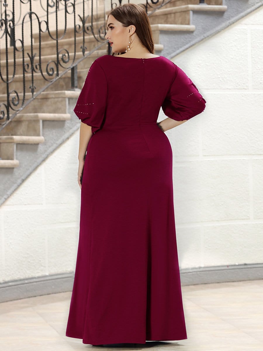 Color=Burgundy | Simple Maxi Plus Size Mermaid Party Dresses For Women-Burgundy 5 Color=Burgundy | Simple Maxi Plus Size Mermaid Party Dresses For Women-Burgundy 5